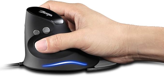 zelotes Wired Vertical Mouse,3200DPI,6 Buttons,Removable Wrist Rest,Ergonomic Design,LED Illumination,USB Optical Mouse for Laptop,PC,Mac,Black