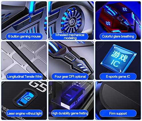 Gaming Mouse Wired, USB Computer Mice for Game & Daily, Chroma RGB Backlit, 4 Adjustable DPI Up to 3200 DPI, Comfortable Grip Ergonomic Mice for PC, Laptop, Mac, Windows (White)