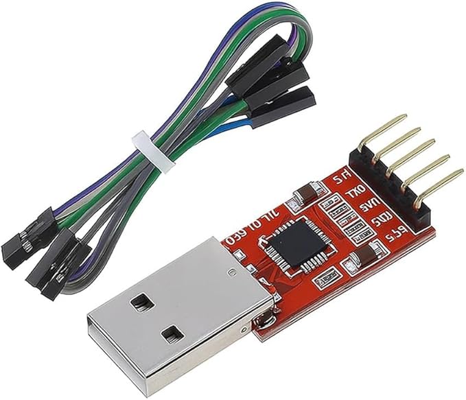 CP2102 USB to TTL Serial Adapter – USB 2.0 to 5Pin UART Converter Module with 3.3V/5V Output, STC Compatible, Includes Jumper Wires – for Arduino, ESP8266, STM32, DIY Projects (5-Pack)