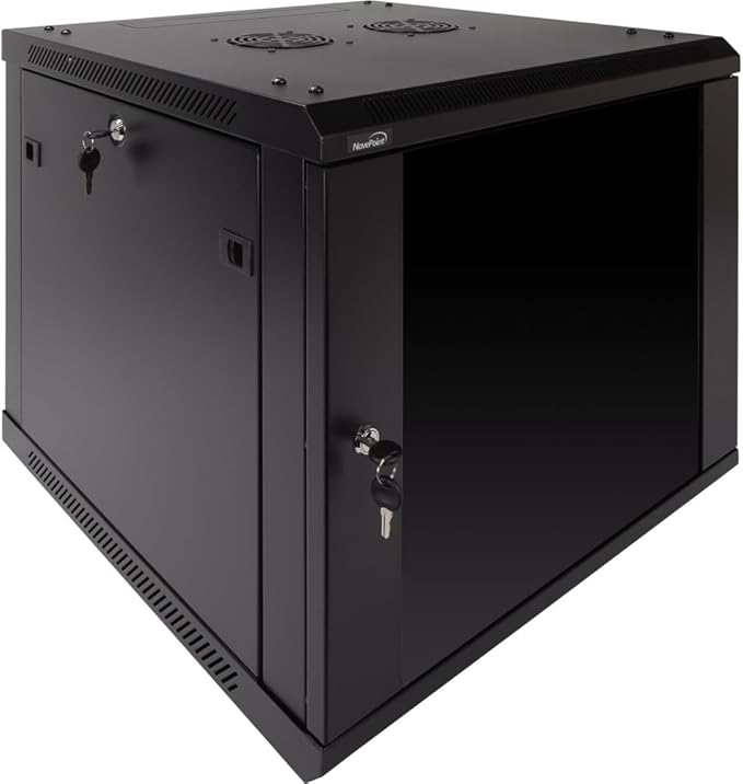 Navepoint 9U Deluxe IT Wallmount Cabinet Enclosure 19-Inch Server Network Rack with Locking Glass Door 24-Inches Deep Black