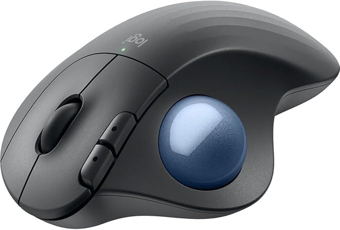 Logitech Ergo M575S Wireless Ergonomic Trackball Mouse, Black/Blue (910-007026)