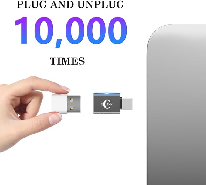 10Gbps USB C to USB Adapter (2 Pack), USB 3.2 Gen 2 Fit Side by Side, USB C Male to USB A Female Converter for iPhone 16 15 Series, iPad, MacBook and More Type C Devices