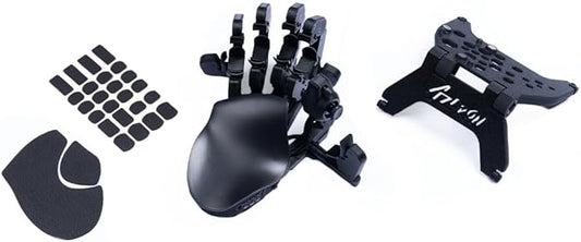 AZERON Keypad Bundle – Ergonomic Programmable Keypad with Hall Effect Joystick, Adjustable Magnetic Stand, Anti-Slip Grip Tapes – for Right-Hand Dominant, Used in The Left Hand (Cyborg ll, Black)