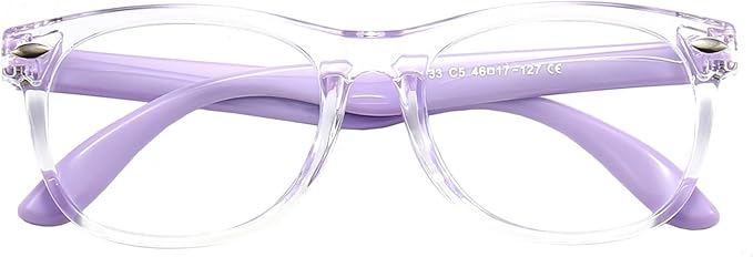 1 Pack kids Blue Light Blocking Glasses For Girls And Boys Computer Blue Light Blocking Glasses For Age 3-11 (Light purple)