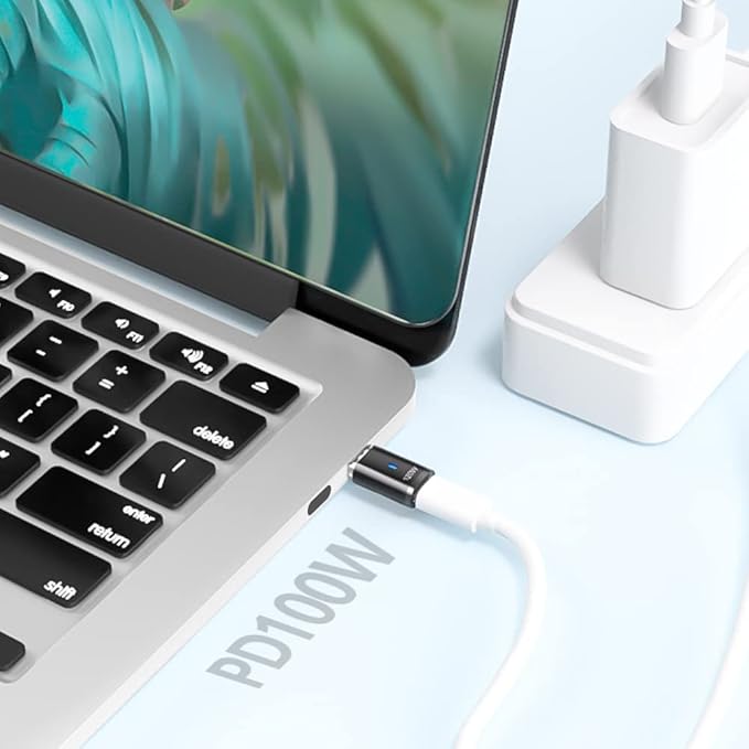 USB C Magnetic Adapter Straight + Magnetic USB C Adapter Right Angle - 3Tips 120w Fast Charging 5Pin 480Mbps Data Transmission, Black