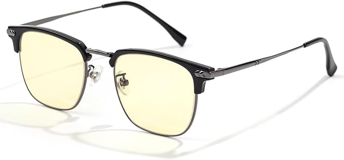 Blue Blocker Glasses for Men Metal Browline Computer Gaming Glasses Filter Blue Ray