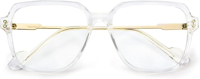 VISOONE 2 Pack Oversized Blue Light Blocking Glasses with Chic Square TR90 Frame and Metal Temple for Women Men REMY