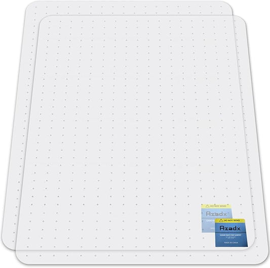 Azadx Heavy Duty Office Chair Mat for Carpet 51" x 63" Hard Material Chair Mat for Carpeted Floor Non-Slip Carpet Protector for Office Easy Glide Desk Floor Mat for Office Chair on Carpets 2 Pack