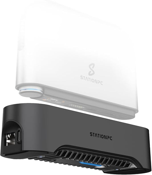 PocketCloud Dock with M.2 NVMe Slot, 2.5GbE Ethernet, PD Charging & USB-A Ports, Modular SSD Storage, Smart Cooling, Dual Backup & Auto Charging (Dock Only)