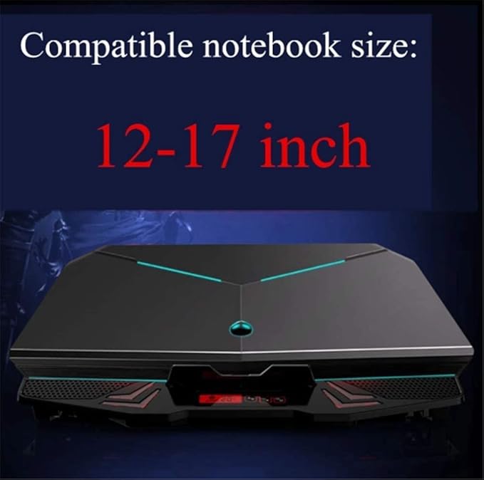 Laptop Cooling Pad Notebook Cooler for Desk and Lap Use Laptop Fan Stand 5 Adjustable Heights with 5 Quiet Fans and Phone Holder for 12-17 Inch Laptops (Color : Blue) (Red)