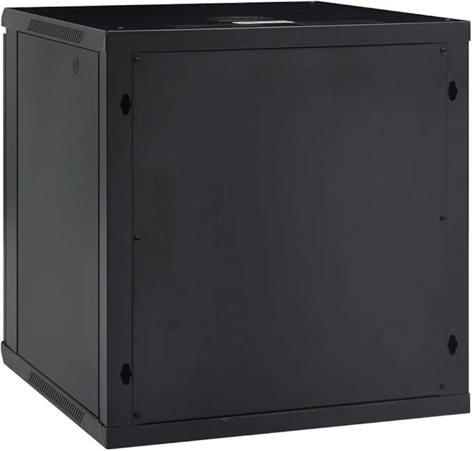 12U Wall Mount Network Cabinet 19 Inch Data Enclosure, 23.6 x 23.6 x 25.2 Inch Server Rack with Lockable Toughened Glass Door, Removable Side Panels for Home Office IT Equipment, Black