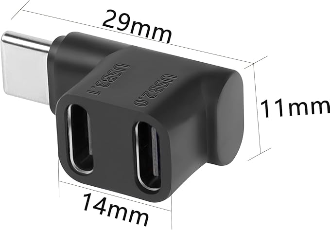 GELRHONR USB Type C Splitter, 1 to 2 Ports, Supports 10Gbps Data Transfer, 4K@60Hz Video Output, Easy to Carry