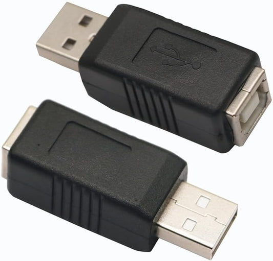 USB 2.0 Adapter, 2 Pack USB Type A Male to Type B Female Printer Scanner Cord, for Hard Drive Scanner Adapter