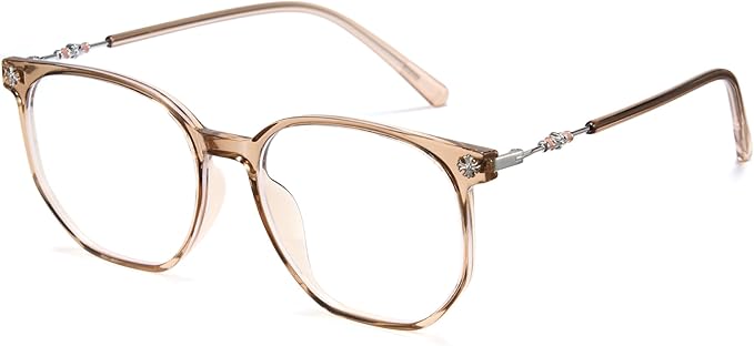 Cyxus Retro Blue Light Glasses Men - Square TR90 Metal Blowline Frame Stylish Trendy for Computer Daily Work 8252