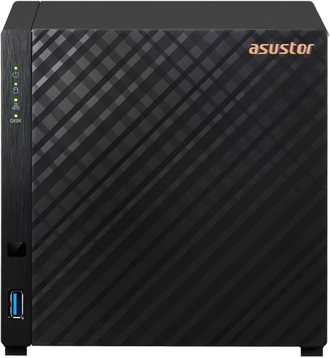 Asustor Drivestor 4 Gen 2 AS1204T, 4 Bay NAS, Quad-Core 1.7GHz CPU, 2.5GbE Port, 1GB DDR4, 3 USB 3.0, Network Attached Storage for Personal and Home Cloud Backup (Diskless)