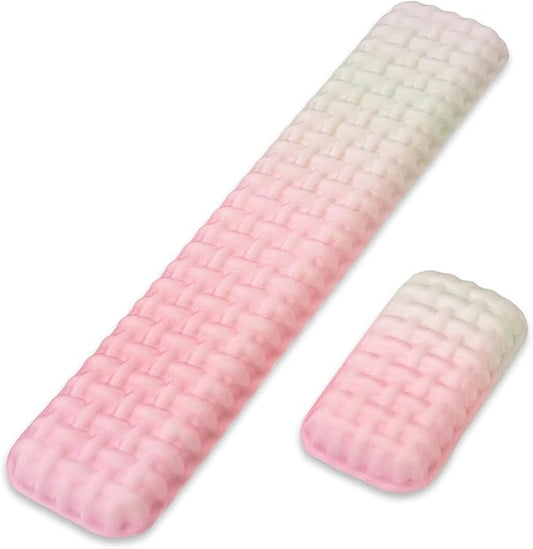Ergonomic Keyboard and Mouse Wrist Rest Set - Wrist Support for Mouse, Computer Wrist Cushion Combo, Soft Memory Foam Wrist Support for Keyboard, Laptop, Mac, Office, Work, Gaming
