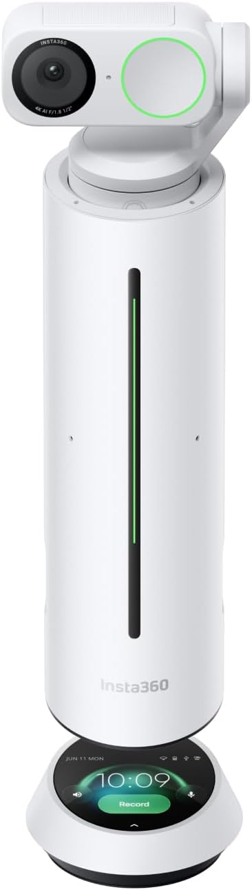 Insta360 WaveLink - 4K Conference Room Speakerphone and Camera, Speaker Tracking, 5m 360° Voice Pickup, Noise Reduction, AI Transcription and Summaries, Plug & Play, Works with Zoom, Teams