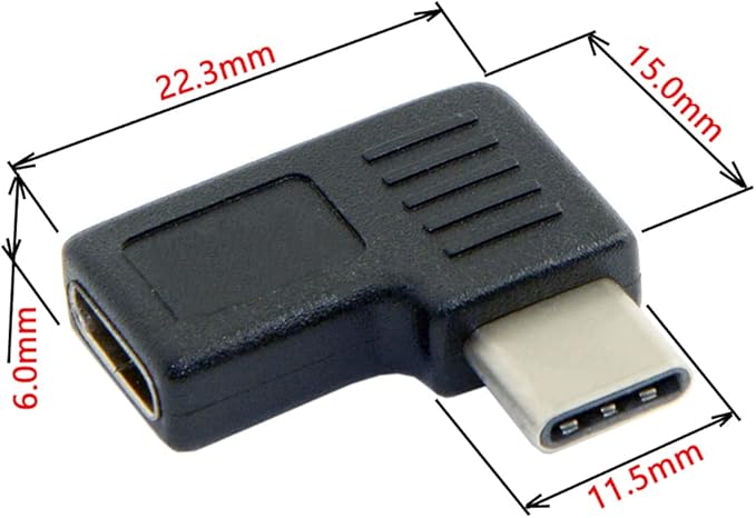 NFHK 90 Degree Right & Left Angled USB 3.1 Type-C Male to Female Extension Adapter for Laptop & Tablet & Mobile Phone