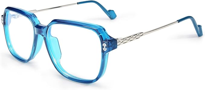 VISOONE Oversized Blue Light Blocking Glasses with Chic Square TR90 Frame and Metal Temple for Women Men REMY