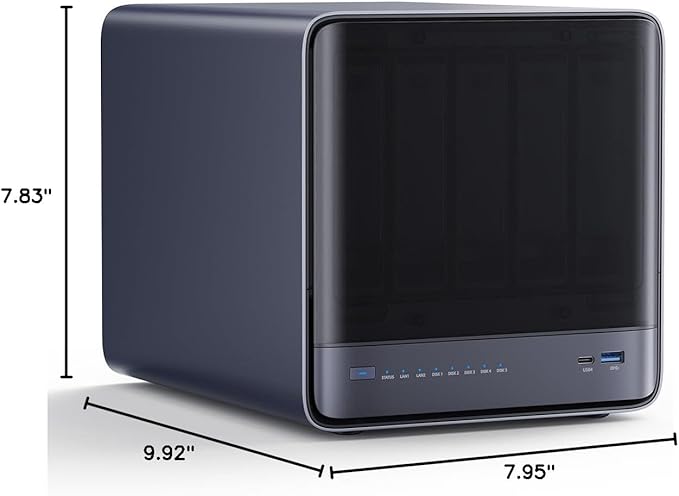 MINISFORUM N5 Pro 5-Bay Desktop AI NAS, AMD Ryzen AI 9 HX PRO 370 12-Core/24T CPU, 128GB SSD, 1x10GbE, 1x5GbE, 1xM.2+2xU.2/M.2 Slots, 2xUSB4(8K), 8K HDMI, OCuLink, Network Attached Storage (Diskless)