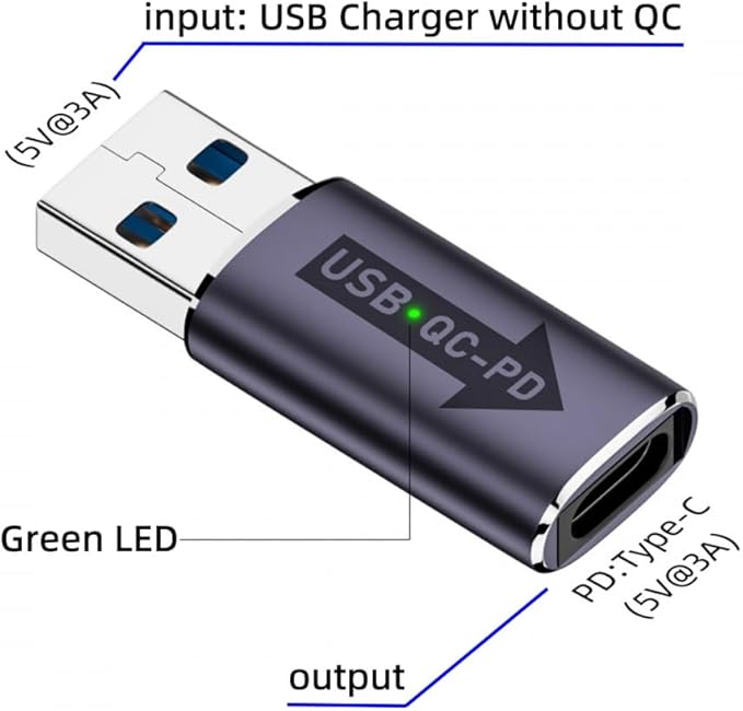 CY Adapter 2pcs/lot USB 2.0 A Male QC to PD USB-C Type C Female 5Gbps Data Power Adapter for Laptop Tablet Phone