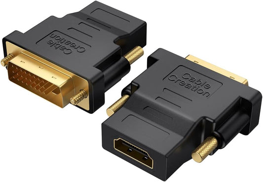 CableCreation DVI to HDMI Adapter,2-Pack Bi-Directional DVI Male to HDMI Female Converter, Support 1080P, 3D for PS3,PS4,TV Box,Blu-ray,Projector,HDTV