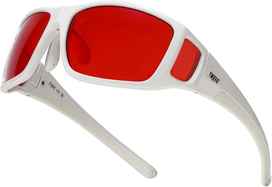 TIJN Sonia Red Sleep Glasses Orange Lens for Blue & Green Light Blocking,Dual AR Coating,Wraparound Frame for Gaming Screen