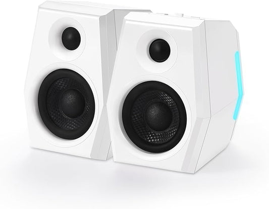 Sanyun SW209 36W Immersive Gaming Speakers with DSP 3 Sound Modes, 24bit USB DAC & Bluetooth 5.2, 2.0 RGB PC Multimedia Speakers for Desktop Monitor Laptop (Game/Movie/Music, White)