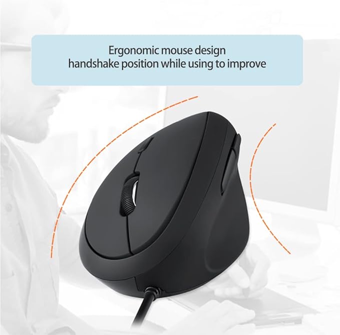 Wired Ergonomic Mouse, Optical Vertical Mouse with 3 Adjustable 800/1200/1600, 6 Buttons USB Computer Mouse