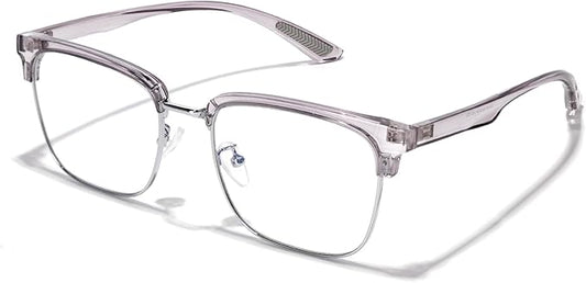 Blue Light Glasses Men Rectangle Large Browline Computer Gaming Glasses