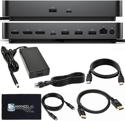 Dell Pro Smart Dock SD25 Bundle - 10Gbps, 3 Year Warranty, Supports Dual/Triple Monitors & 4K Displays with 180W Power Supply, Anyhdd HDMI, DisplayPort, USB C Cable, Cloth - Docking Station