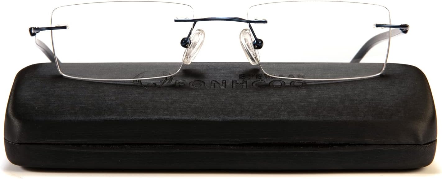 FONHCOO Blue Light Blocking Glasses Anti Blue Ray Unisex Lightweight Rimless Frameless Rectangle Computer Gaming Glasses