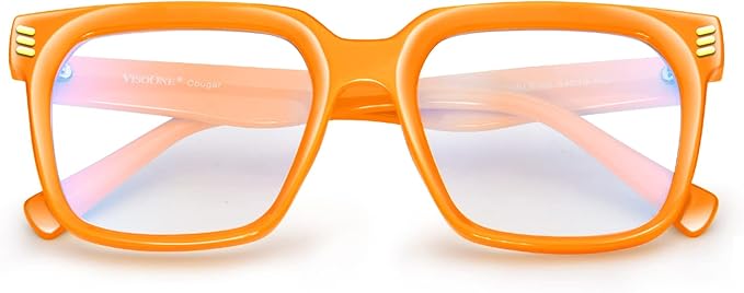 VISOONE Rectangle TR90 Blue Light Blocking Glasses Computer Eyewear with Preppy Look for Women and Men Cougar
