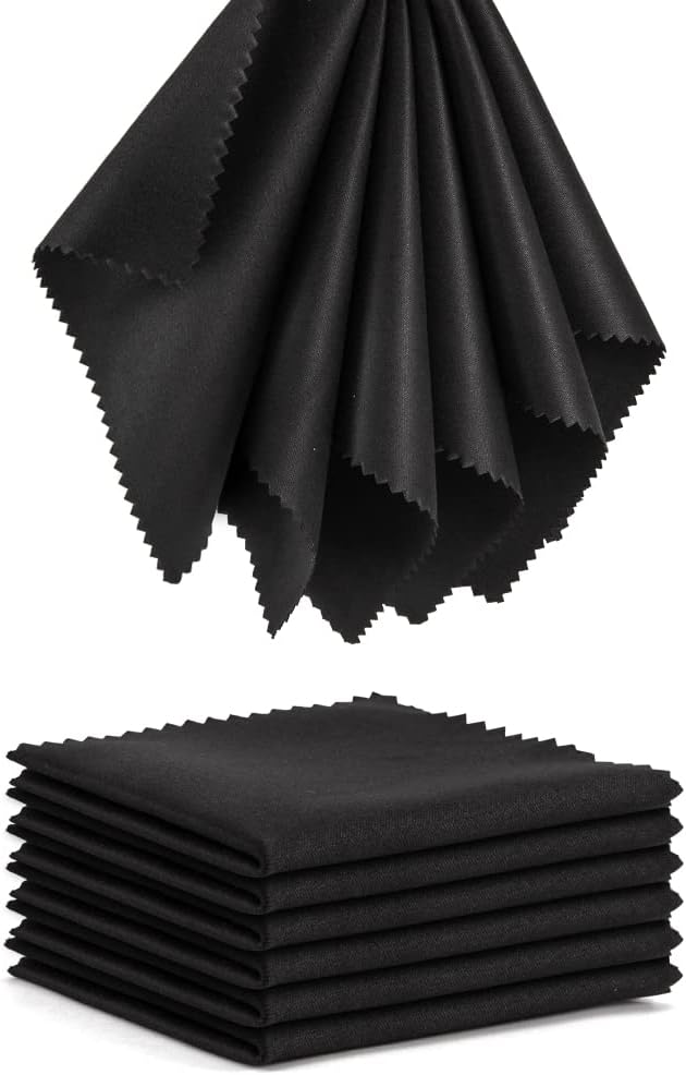 Eyeglass Cleaning Cloth Glasses Cleaner 12Pack Microfiber Lens Eyewear Sunglasses Wipes Clean Jewelry Screen Camera Lint Free Thick 5x6 Inch (Black, 6x7)