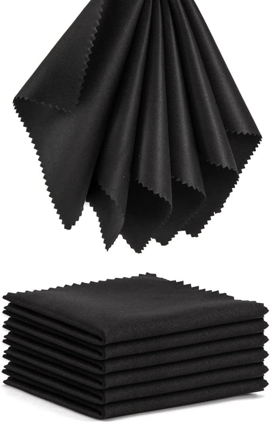 Eyeglass Cleaning Cloth Glasses Cleaner 12Pack Microfiber Lens Eyewear Sunglasses Wipes Clean Jewelry Screen Camera Lint Free Thick 5x6 Inch (Black, 6x7)