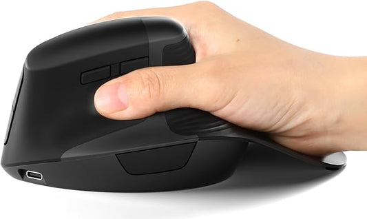 seenda Ergonomic Mouse Rechargeable, Multi-Device Connection（2.4G&Type C, Vertical Wireless Mouse with Instant Desktop Return Key, Palm Rest, Anti-Slip Optical Mice for Mac OS, Windows, Black