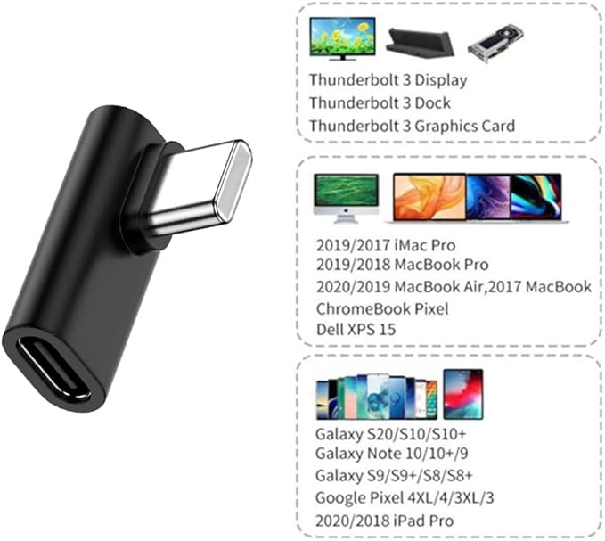 NFHK Low Profile 90 Degree Right & Left Angled USB 3.1 Type-C Male to Female Extension Adapter for Laptop & Tablet & Phone