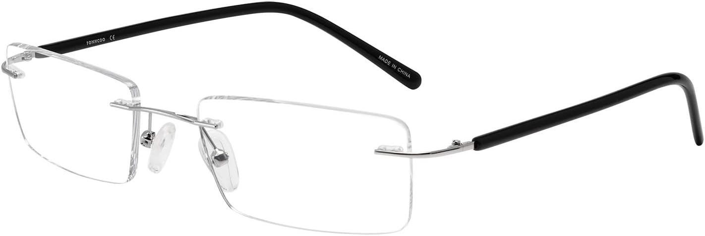 FONHCOO Blue Light Blocking Glasses Anti Blue Ray Unisex Lightweight Rimless Frameless Rectangle Computer Gaming Glasses