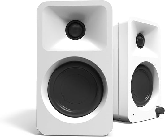 Kanto ORAMW 100W Powered Reference Desktop Computer Speakers with Bluetooth 5.0 and USB-C Input | Bi-Amplified | 100 Hz Automatic Crossover | Reference Quality Sound | Pair | Matte White (Renewed)