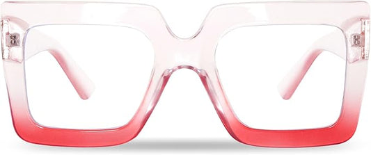 hoyuwak Oversized Square Blue Light Glasses Big Frame Computer Eyewear Thick Fashion Clear Glasses for Women Fashion