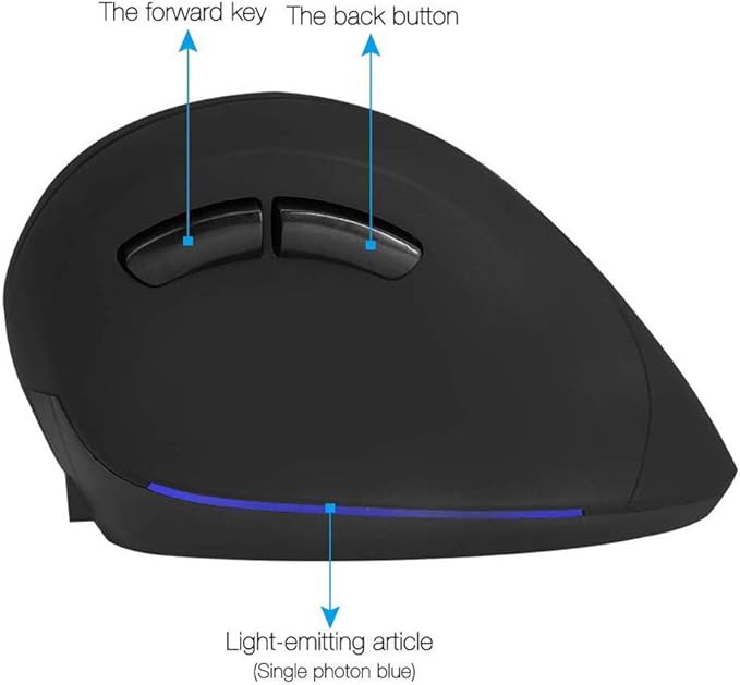 Wireless Ergonomic Mouse for Large Hands, 2.4G Optical Wireless Vertical Mouse with Adjustable DPI 1000/1200/1600, 5 Buttons for Laptop Desktop PC MacBook - Black