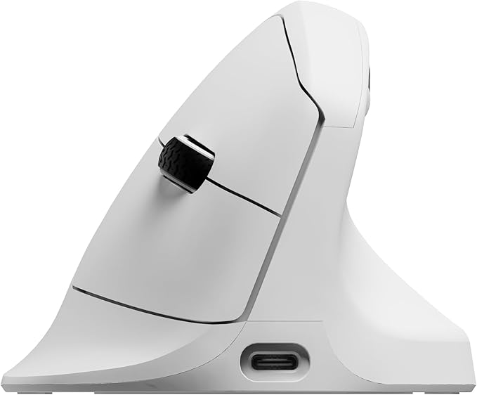 Keychron M5 Wireless Ergonomic Mouse, 8000Hz Tri-Mode 2.4 GHz/Bluetooth 5.1/Wired, PixArt 3950 Sensor, 30000 DPI, Ergonomic Lightweight Programmable Macro Button for Windows PC/Mac - White
