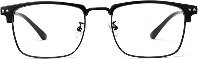 Cyxus Blue Light Blocking Glasses for Men Women, Half Rim Square Metal Frame Computer Gaming Glasses, Lightweight 8133