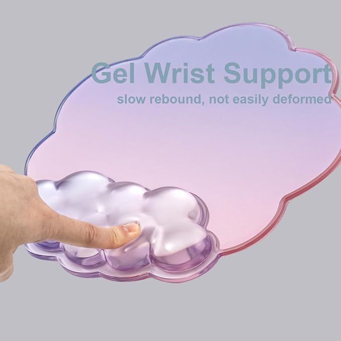 Gel Wrist Rest with Mouse Pad Wrist Support for Keyboard and Mouse - Ergonomic Gradient Purple Pink Cloud Mouse Pad Office Accessories for Computer/Laptop/Gaming/Home/Office/Typing Pain Relief