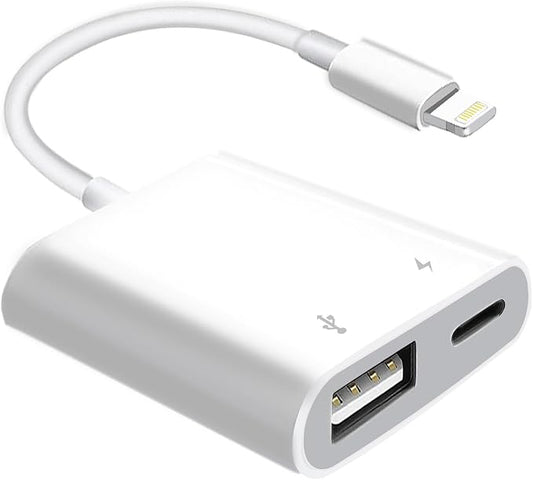 [Apple MFi Certified] Lightning to USB Camera Adapter with Charging Port for iPhone, USB 3.0 Female OTG Cable for iPad to Connect Card Reader USB Flash Drive U Disk Keyboard Mouse Hubs Midi