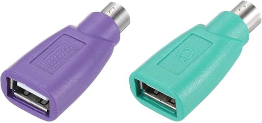 MECCANIXITY 4 Pcs PS/2 to USB Port, PS/2 Male to USB Female Adapter for Wired Mouse Keyboard Desktop PC Laptop Notebook, Green/Purple
