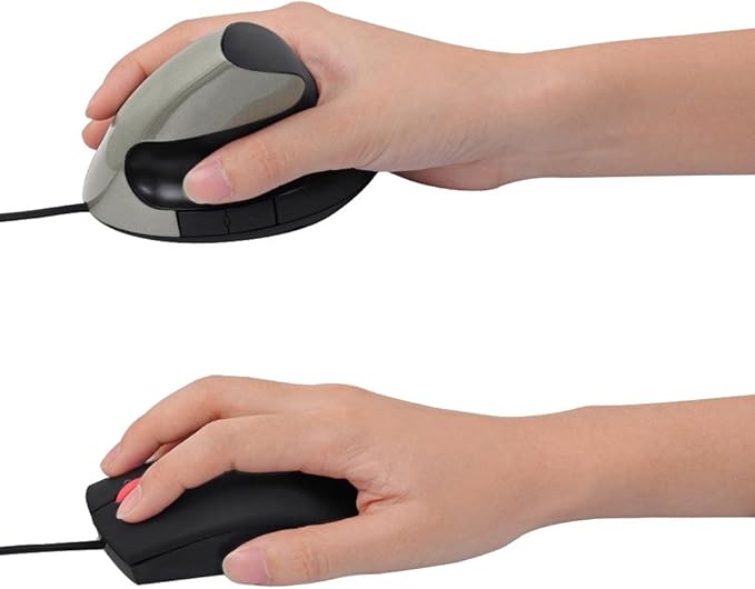 Wired Vertical Mouse, Ergonomic Design Laptop PC Computer Mouse, USB Corded Optical Mouse (Gray)