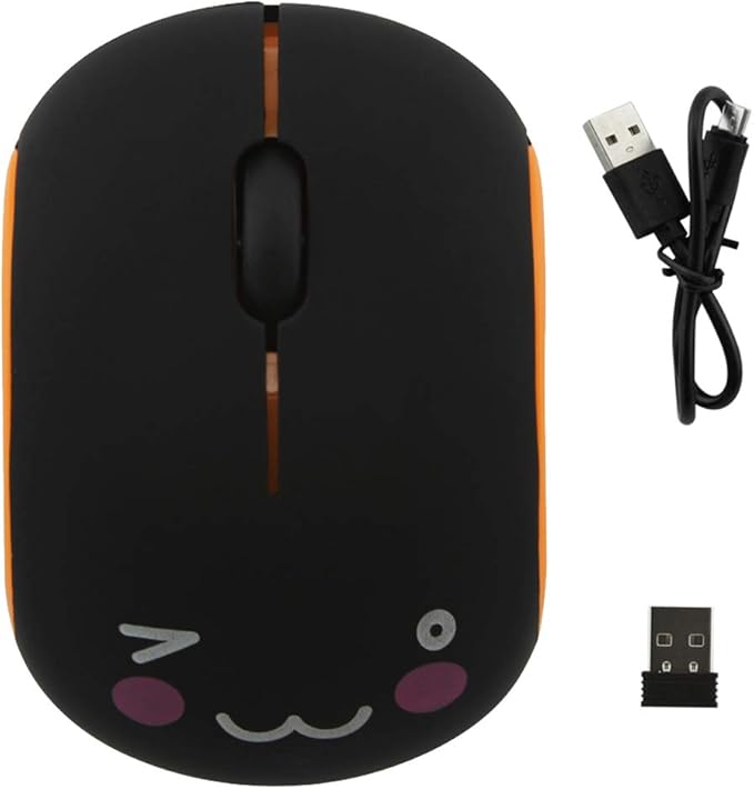 3C Light 2.4GHz Wireless Cute Small Silent Portable Mini Rechargeable Optical Mouse - 3 Buttons, Cordless for Laptop, Desktop, PC, Notebook (Orange)