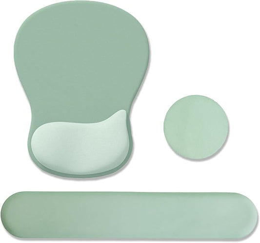 Gel Mouse Pad with Wrist Rest, Ergonomic Office Keyboard Wrist Rest and Mousepad with Wrist Support, Computer Mouse Pad with Non-Slip PU Base and Desk Accessories Mat for Home & Gaming, Green
