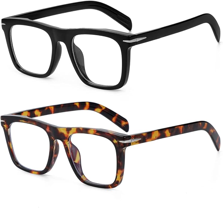 Gleyemor Blue Light Glasses for Men Women Trendy Square Frame Blue Light Blocking Lens Computer Glasses